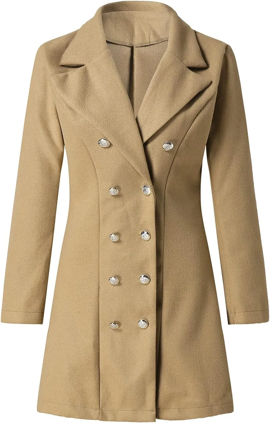 cooki Trench Coat for Women 2023 Women Winter Coats, Women's Long Sleeve Slim Fit Warm Wool Blend Pea Coat Button Overcoat