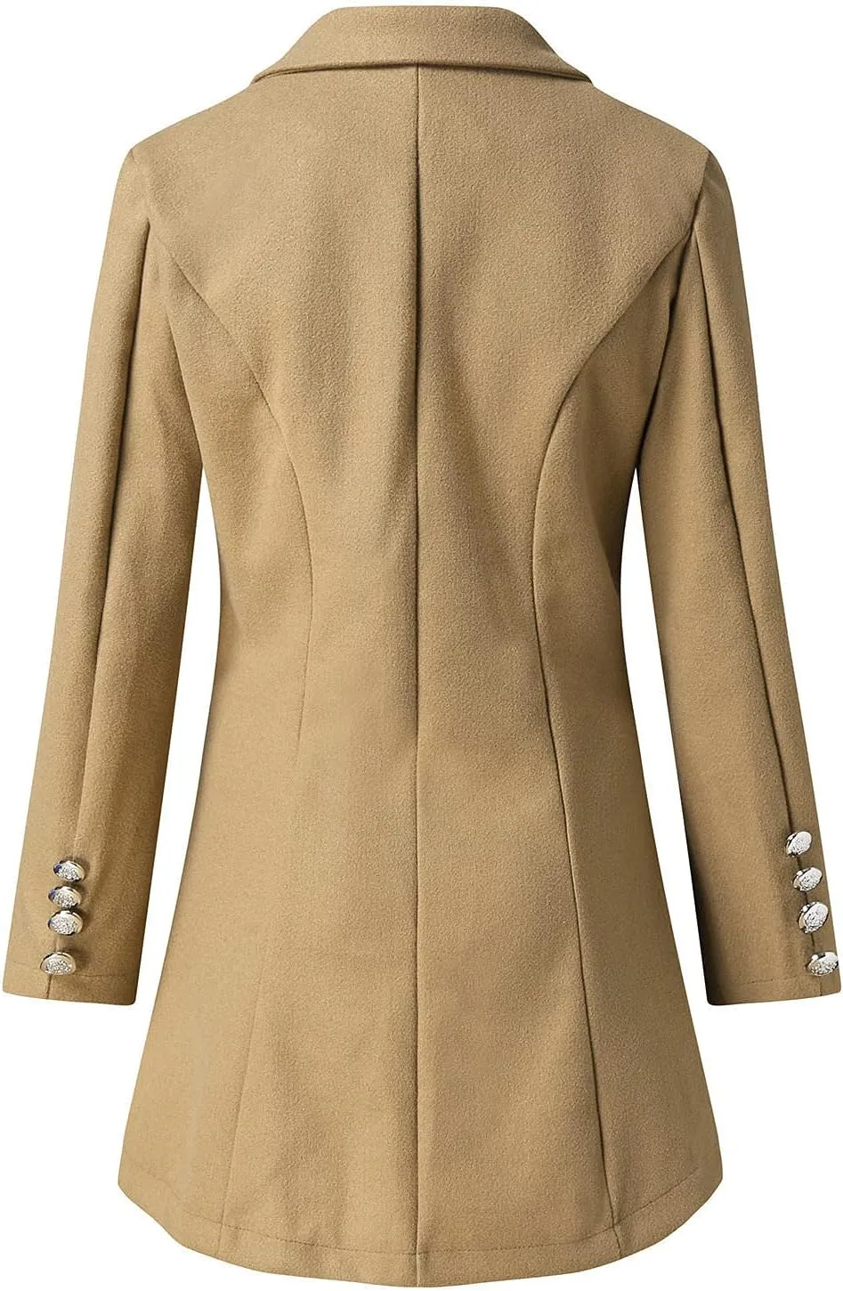 cooki Trench Coat for Women 2023 Women Winter Coats, Women's Long Sleeve Slim Fit Warm Wool Blend Pea Coat Button Overcoat