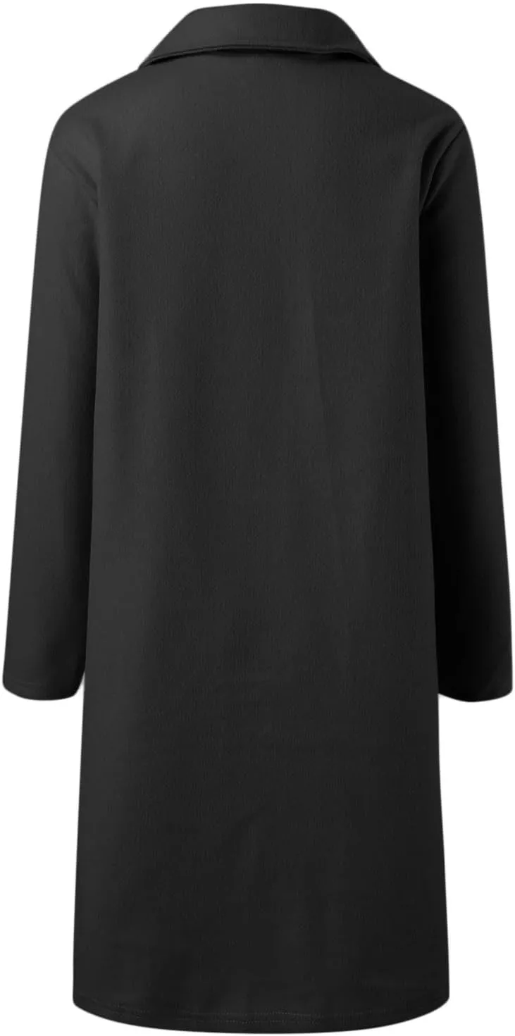 cooki Trench Coat for Women 2023 Women's Wool Trench Coats Warm Winter Pea Coat Double Breasted Mid-Long Lapel Fleece Jackets