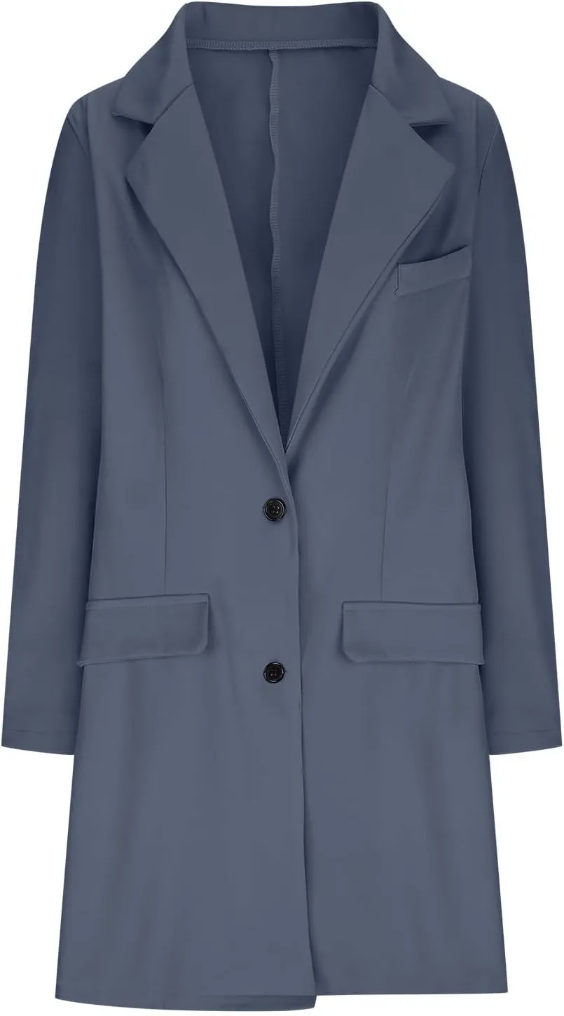 cooki Trench Coat Women 2024 Casual Winter Coats Lapel Cardigan Pea Coats Warm Overcoats Fall Long Blazer Jackets
