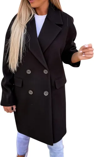 cooki Winter Coats for Women 2023 Trendy Wool Coat Women Double Breasted Trench Coat Women Plus Size Jacket for Women Casual