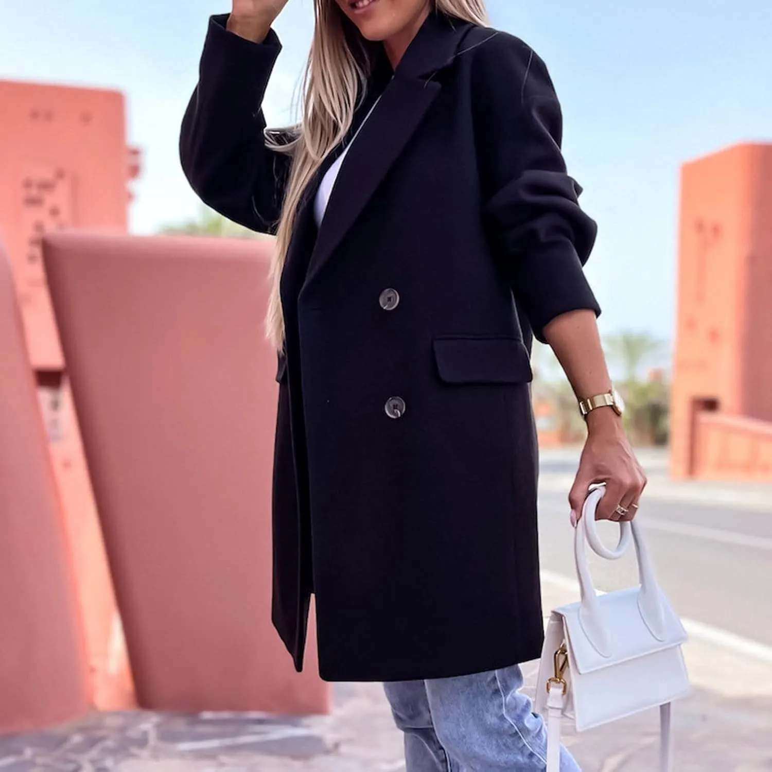 cooki Winter Coats for Women 2023 Trendy Wool Coat Women Double Breasted Trench Coat Women Plus Size Jacket for Women Casual