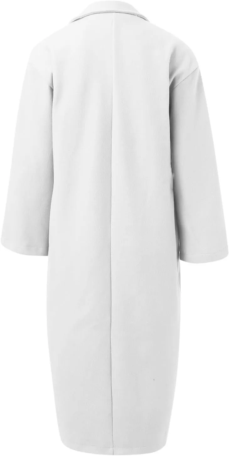 cooki Winter Coats for Women 2024 Women's Casual Wool Blend Lapel Open Front Loose Fit Peacoat Warm Windproof Trench Coat