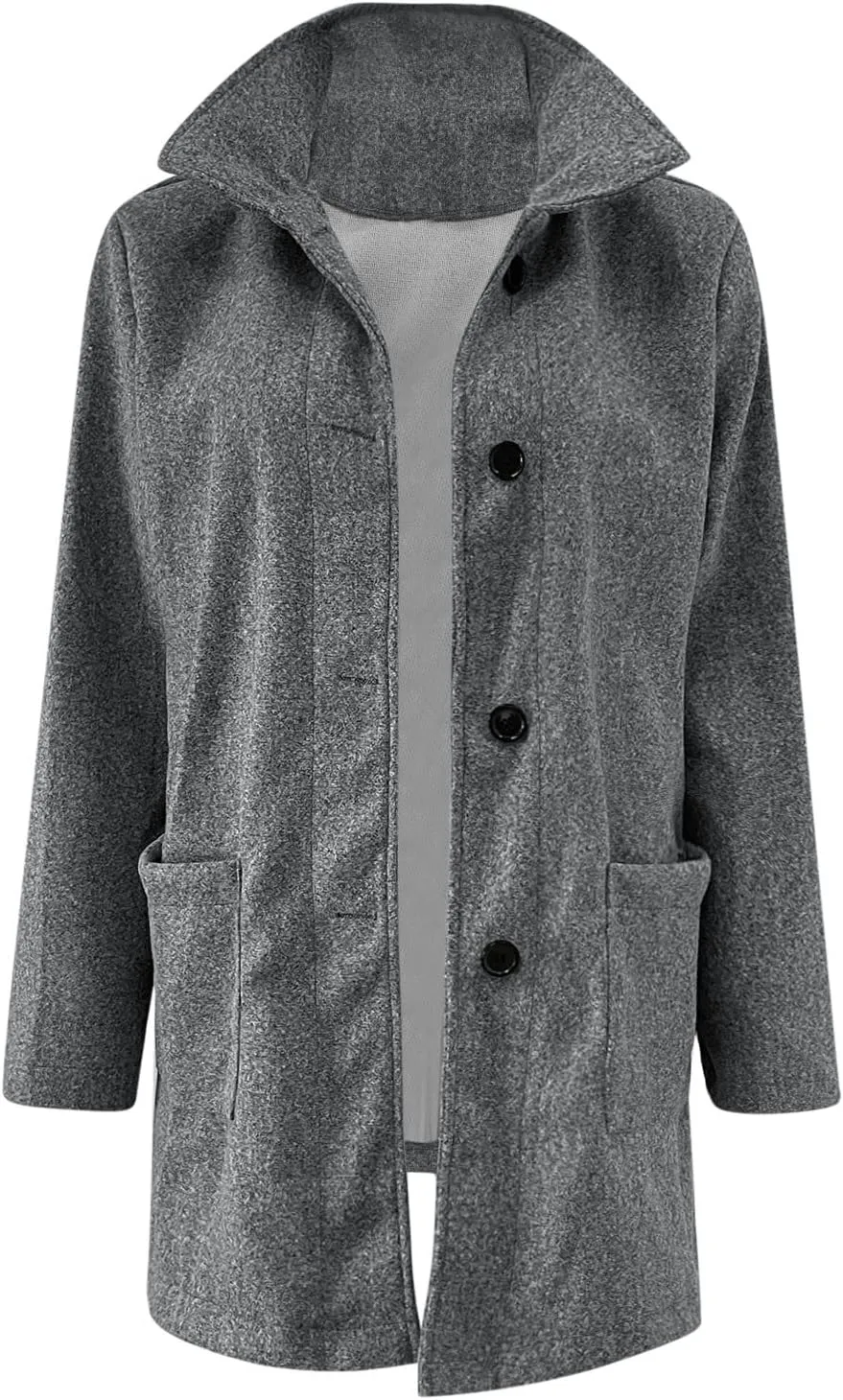 cooki Winter Coats for Women Stand Collar Single Breasted Wool Blend Long Pea Coats Casual Trench Coats Blazer Jackets