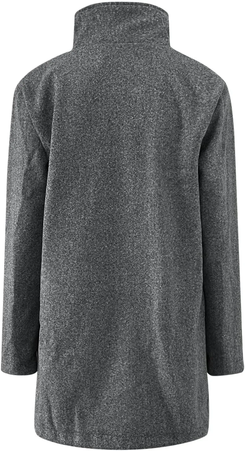 cooki Winter Coats for Women Stand Collar Single Breasted Wool Blend Long Pea Coats Casual Trench Coats Blazer Jackets