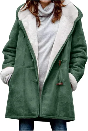 cooki Womens Coats Winter Fleece Lined Coats Sherpa Jackets Fuzzy Fleece Coats Oversized Long Thicken Vintage Warm Outerwear