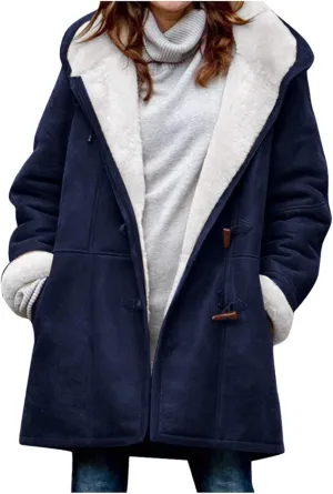 cooki Womens Coats Winter Fleece Lined Coats Sherpa Jackets Fuzzy Fleece Coats Oversized Long Thicken Vintage Warm Outerwear