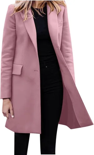 cooki Womens Coats Winter Wool Blend Trench Coats Lapel Pea Coat Plus Size Long Jackets With Pocket Double Breasted Peacoats