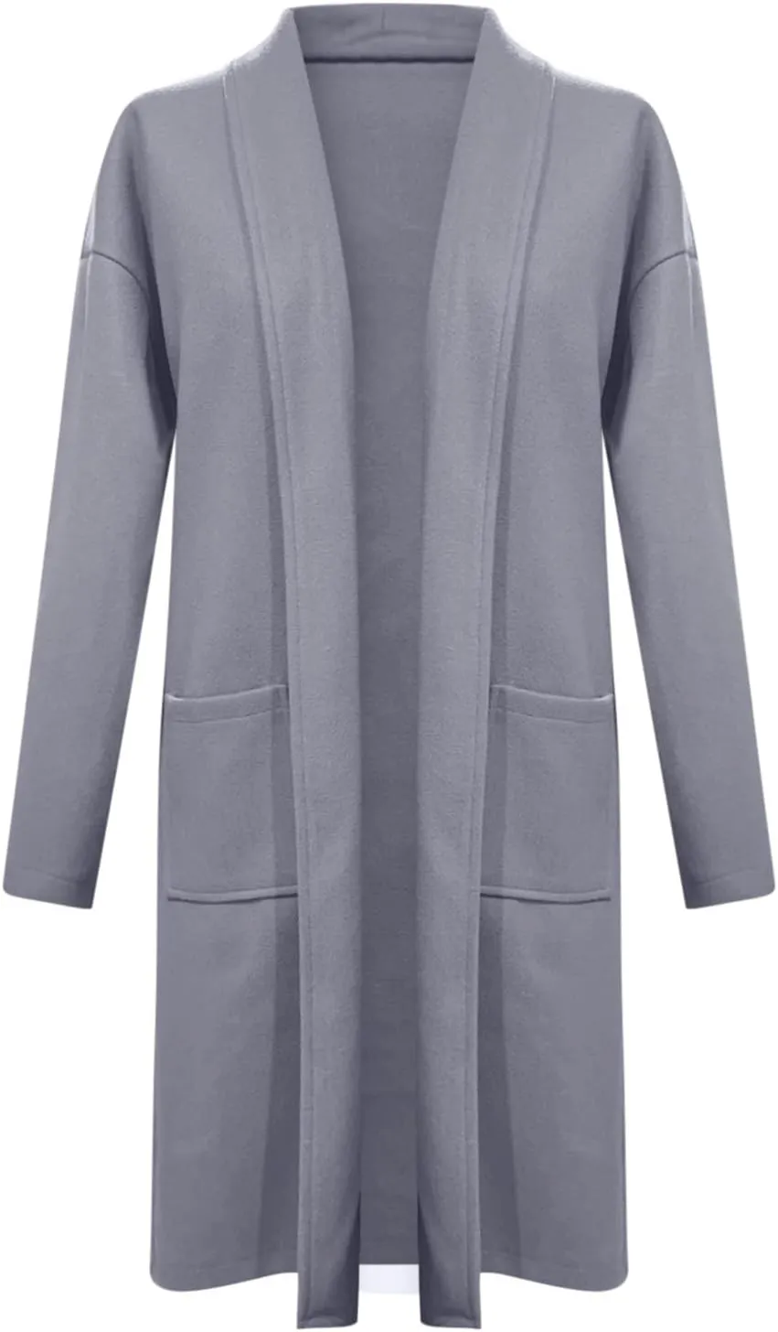 cooki womens winter coats Sweater Cardigan Sweater Open Front Coats Wool Blend Trench Coats Casual Overcoats Long Soft Jacket