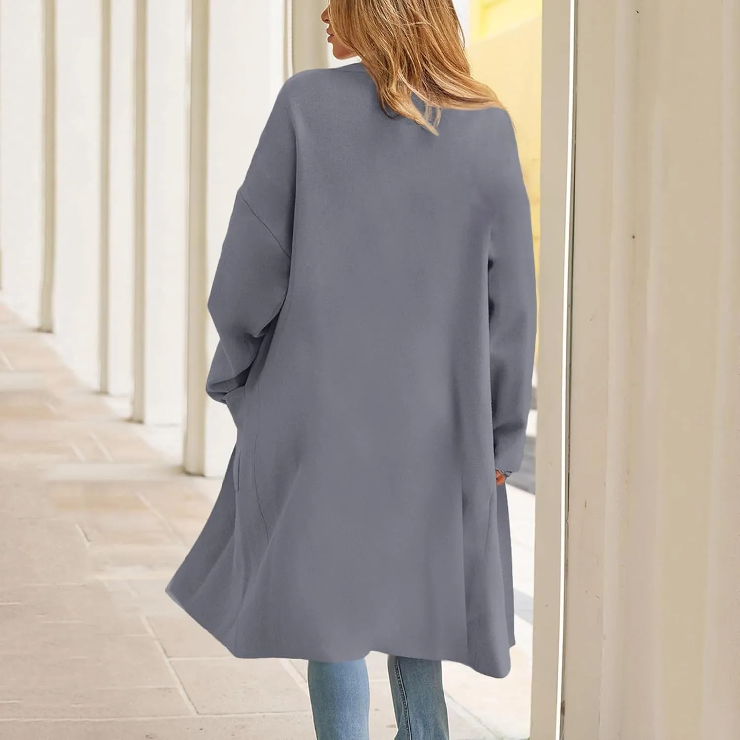 cooki womens winter coats Sweater Cardigan Sweater Open Front Coats Wool Blend Trench Coats Casual Overcoats Long Soft Jacket
