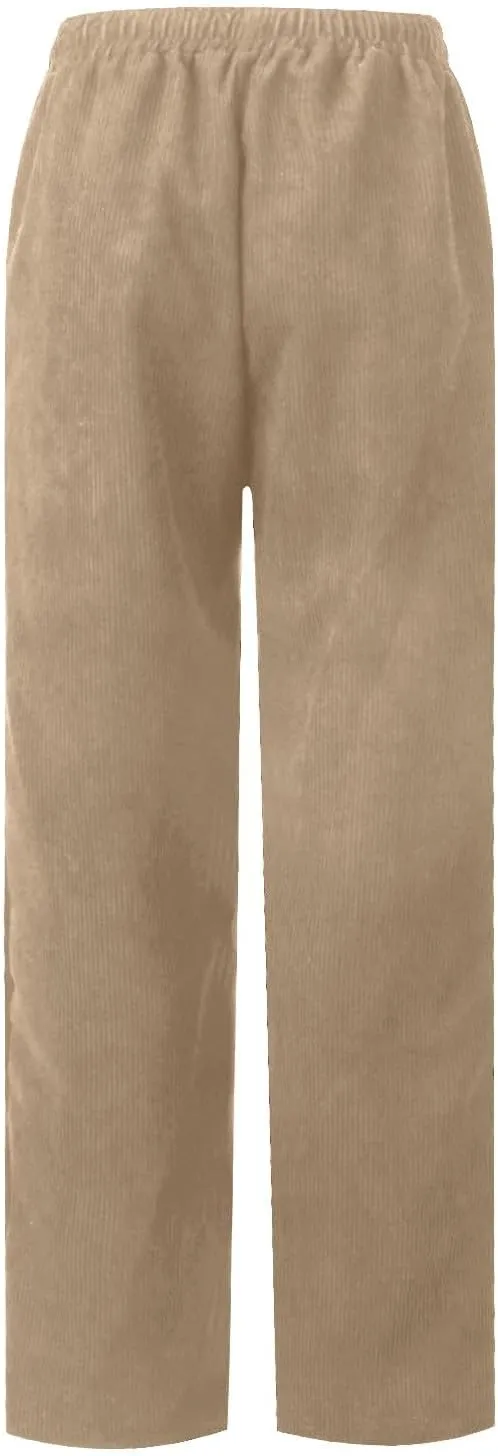 Corduroy Pants Women High Waisted Drawstring Casual Straight Leg Pants Loose Comfy Lounge Pants Trousers with Pockets