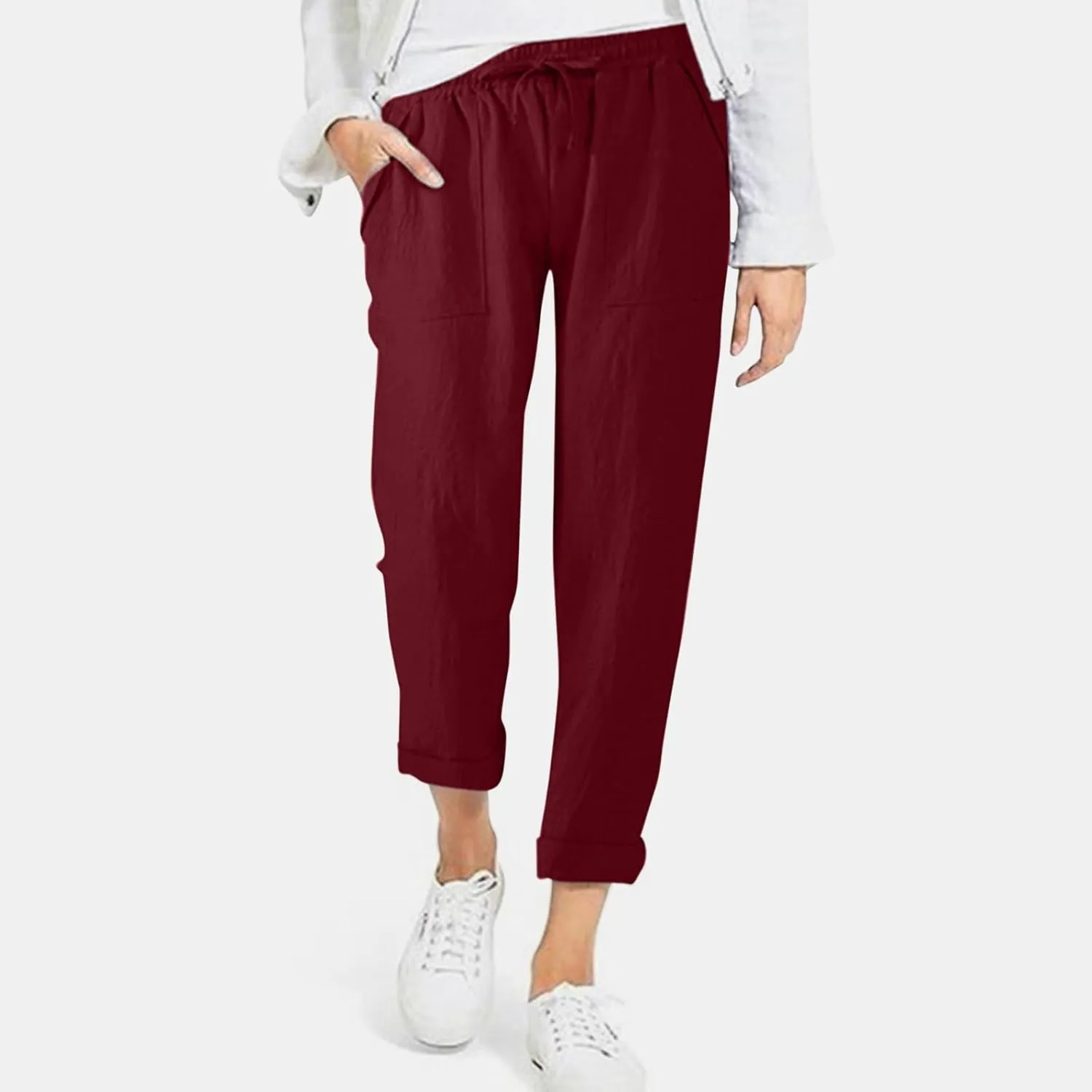 Cropped Pants for Women Plus Size Summer 2024 Trendy Casual Tapered Pants Comfy Straight Leg Trousers Yoga Beach Work Pant
