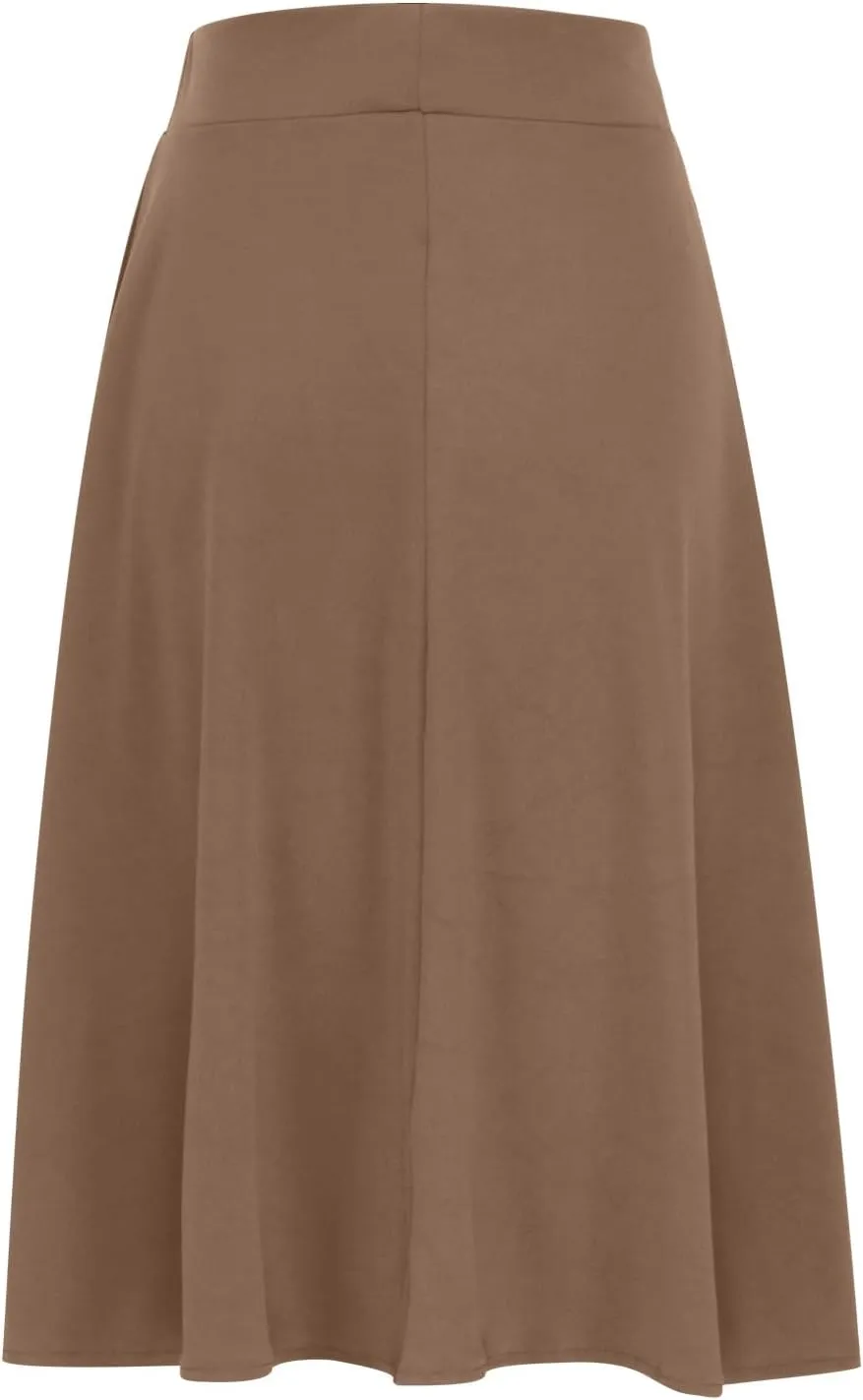 DDAPJ pyju Women's High Waist A-Line Midi Skirt Plus Size Spring Summer Long Skirts Solid Color Basic Loose Flowy Skirt