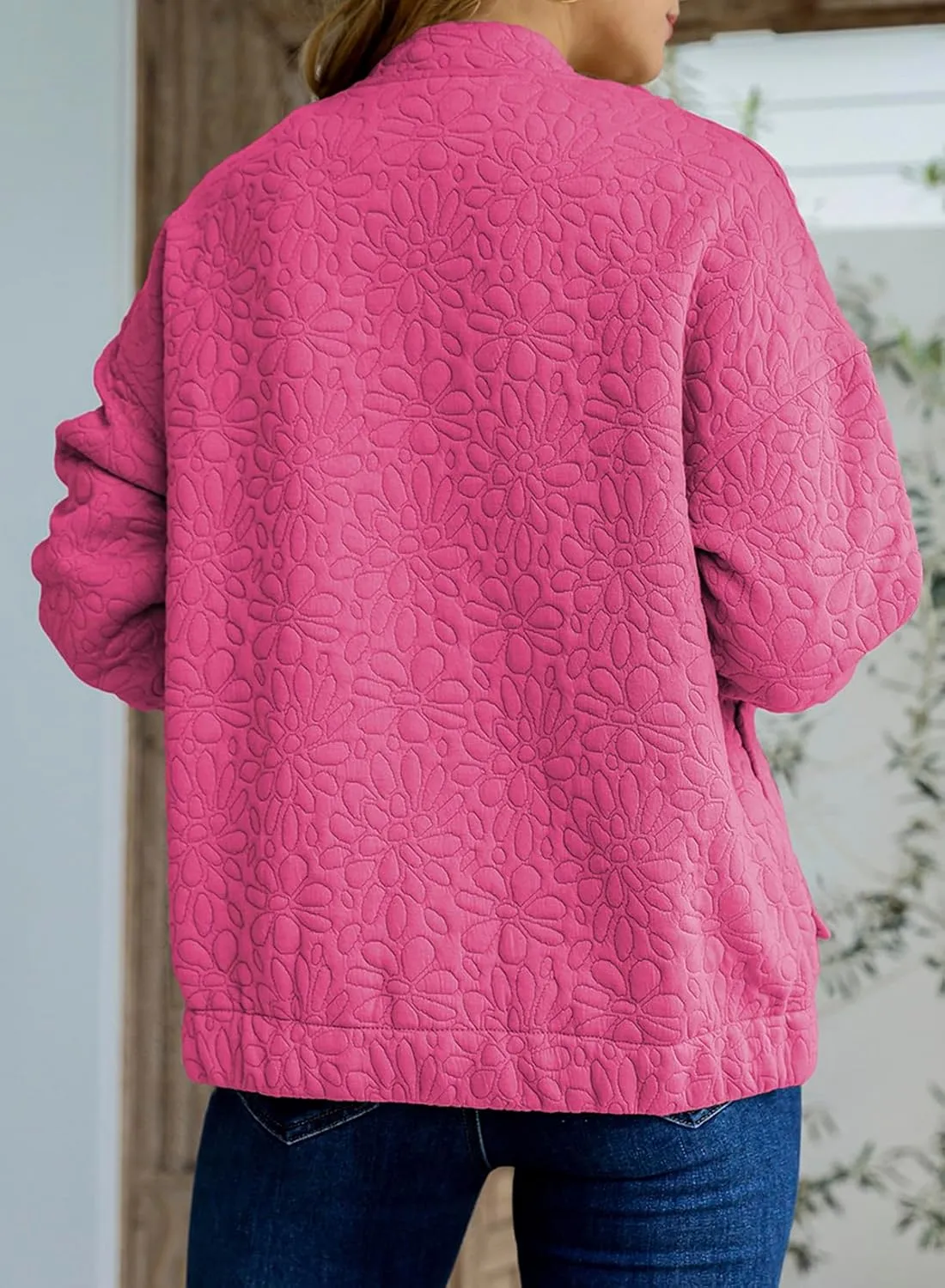 EVALESS Bomber Jackets for Women Spring Fashion 2025 Cute Jacquard Coats Lightweight Zip Up Jackets Dressy Casual