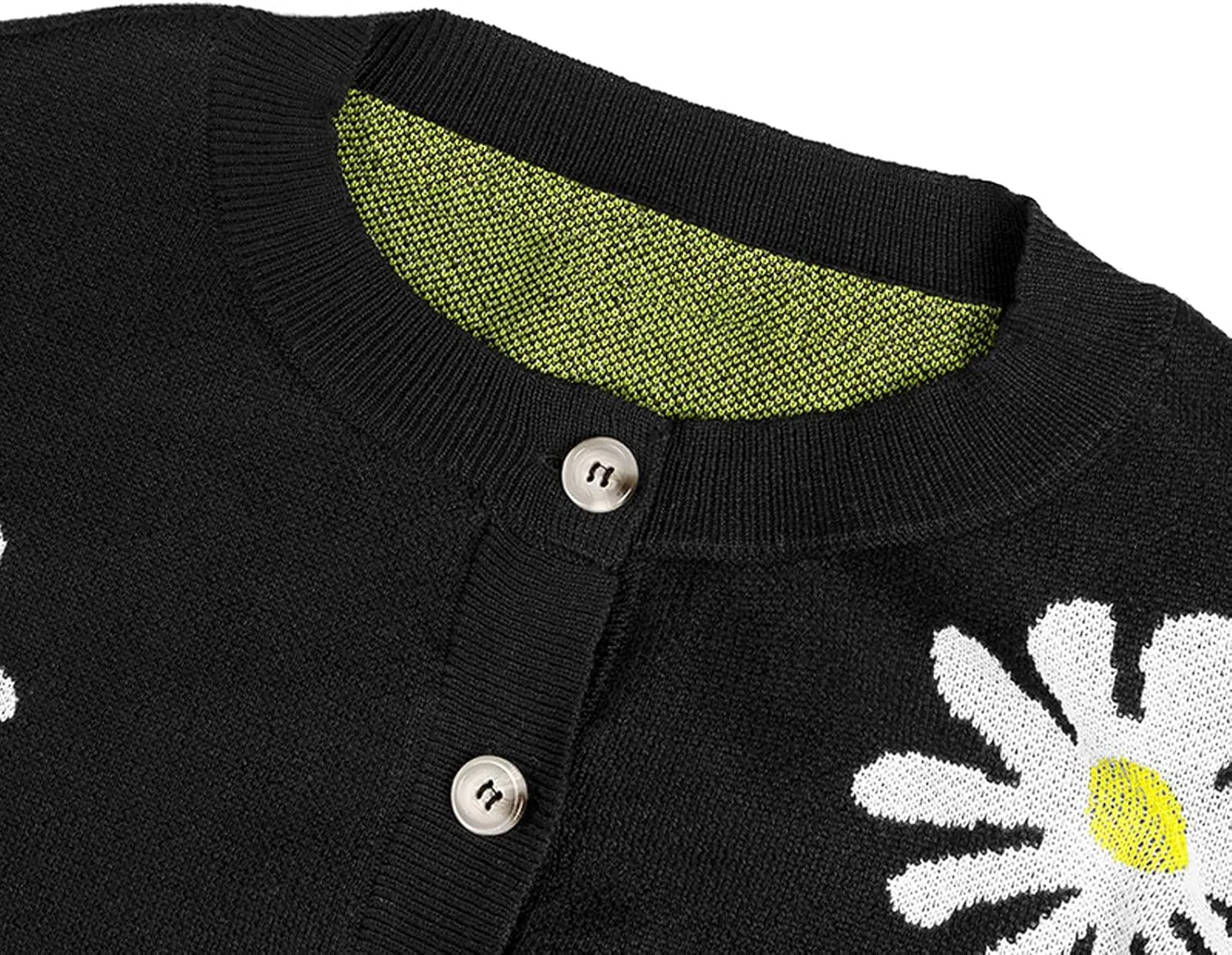 Fall Cardigan Sweaters for Women 2022,Open Front Button Down Cardigans Lantern Sleeve Daisy Graphic Sweater Outwear