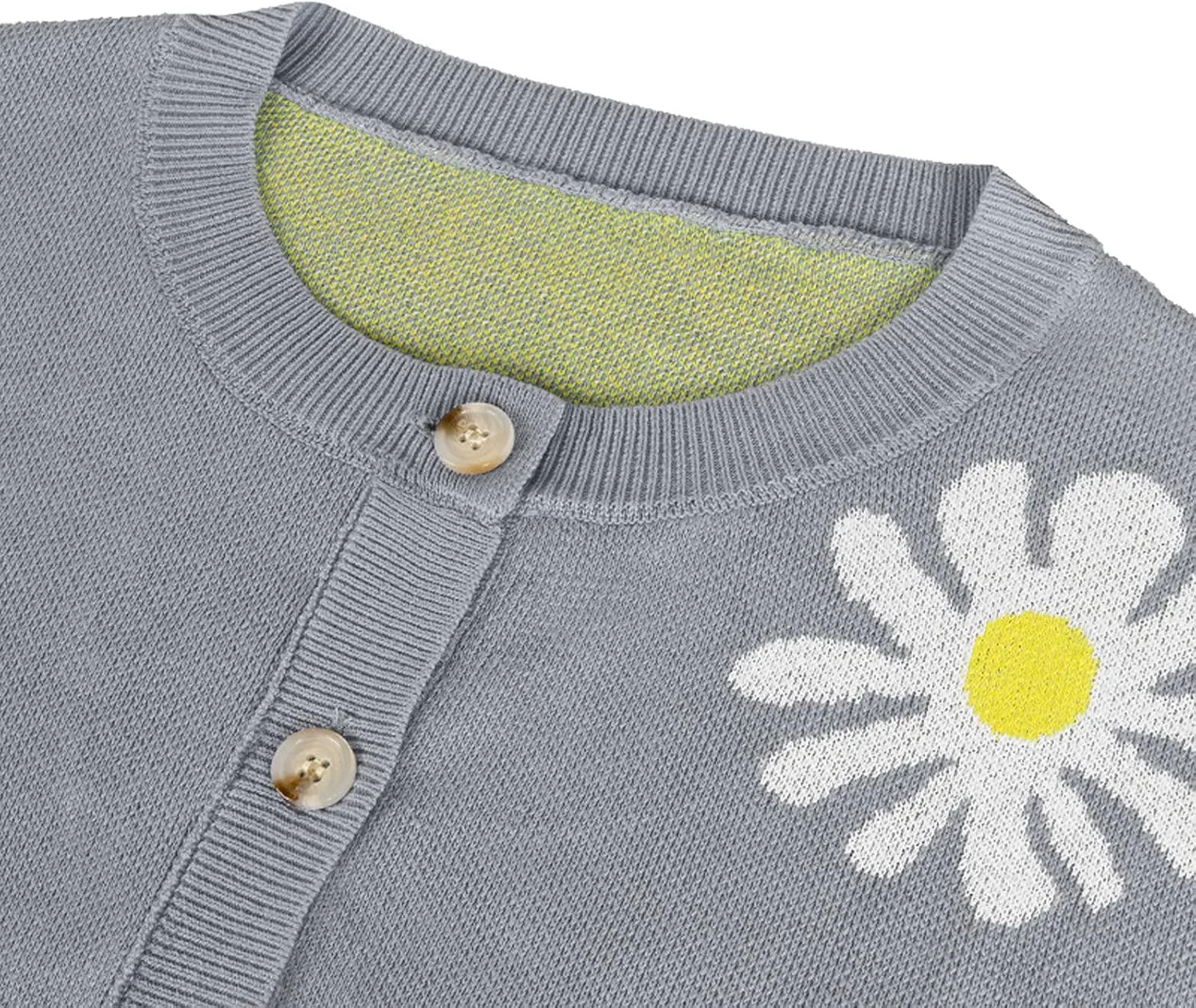 Fall Cardigan Sweaters for Women 2022,Open Front Button Down Cardigans Lantern Sleeve Daisy Graphic Sweater Outwear