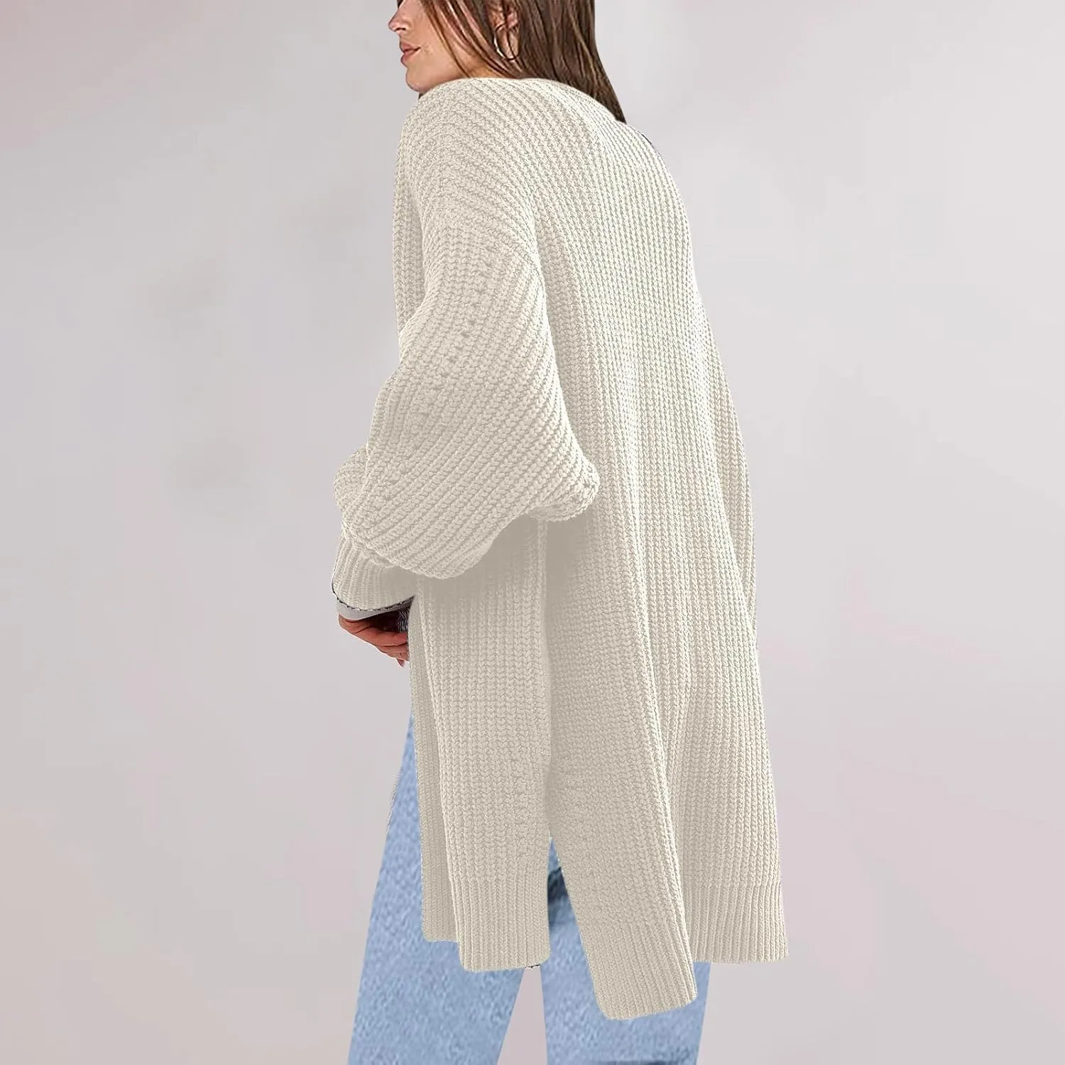 Fall Sweaters V Neck Solid Color Oversized Cardigans for Women Soft Baggy Fall Chunky Knit Cardigans Dressy Casual