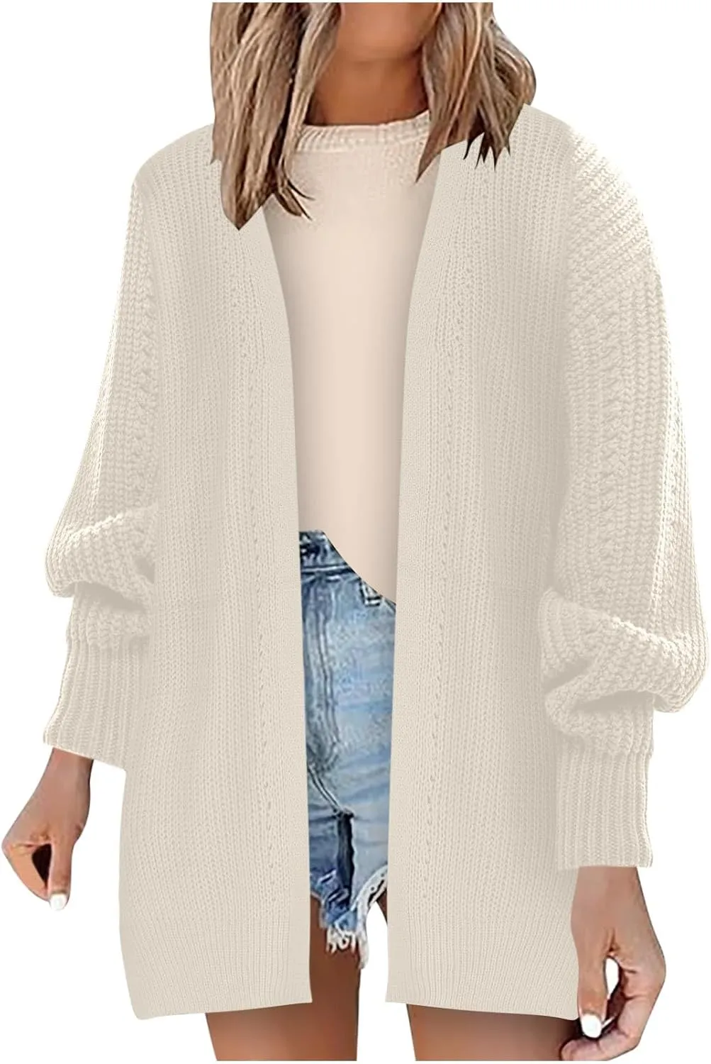 Fall Sweaters V Neck Solid Color Oversized Cardigans for Women Soft Baggy Fall Chunky Knit Cardigans Dressy Casual