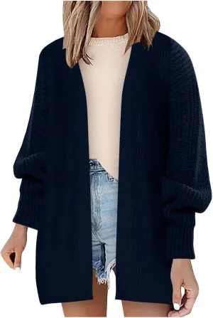 Fall Sweaters V Neck Solid Color Oversized Cardigans for Women Soft Baggy Fall Chunky Knit Cardigans Dressy Casual