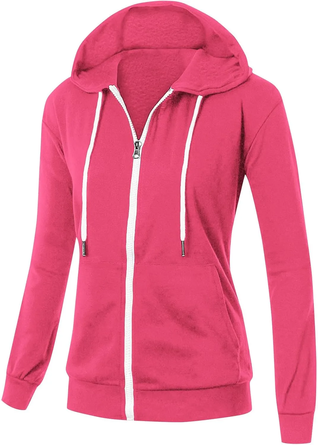 Fall Winter Hooded Jacket for Women Casual Long Sleeve Drawstring Coats with Pocket Trendy Zipper Thumb Hole Jacket