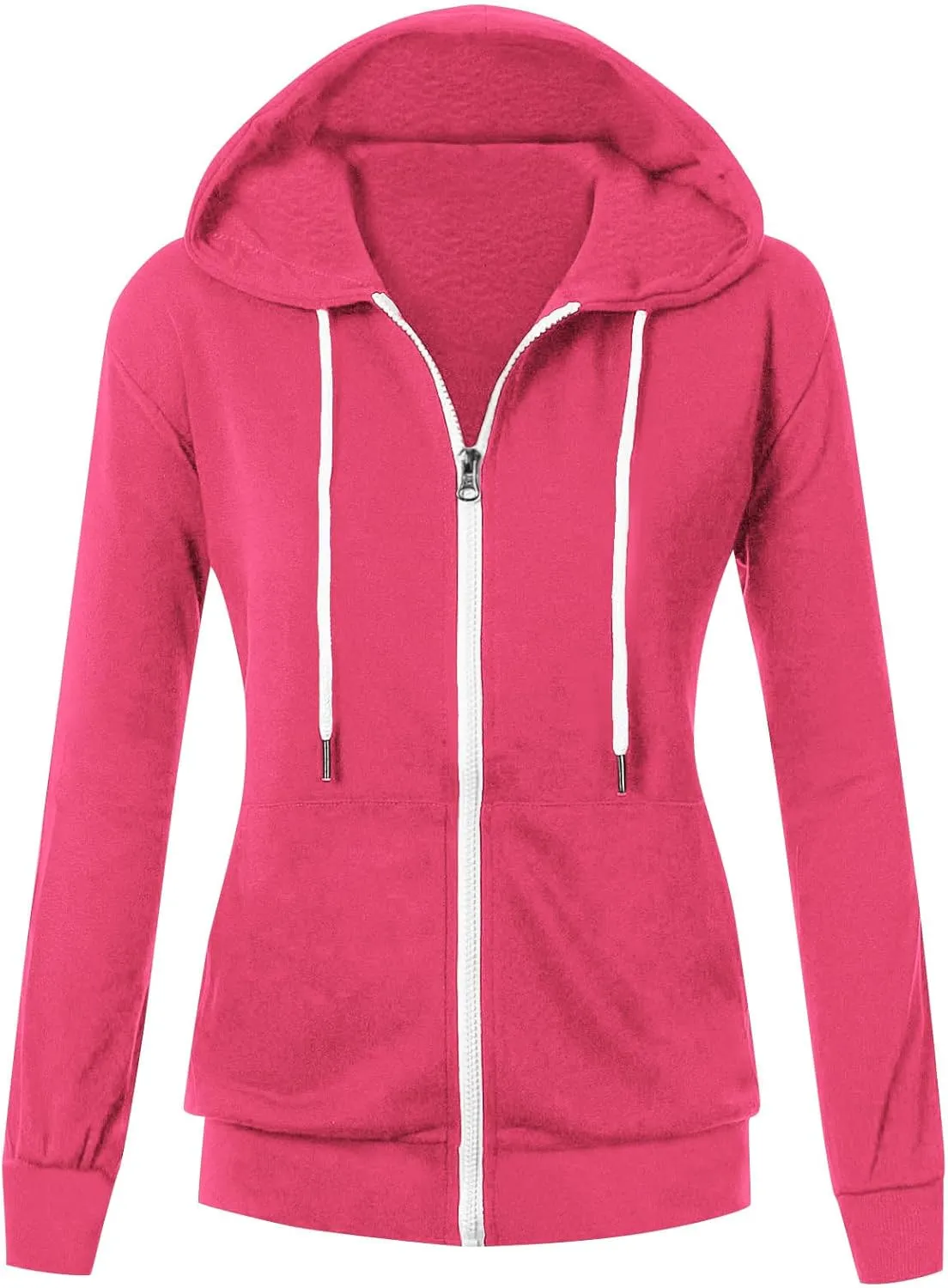 Fall Winter Hooded Jacket for Women Casual Long Sleeve Drawstring Coats with Pocket Trendy Zipper Thumb Hole Jacket