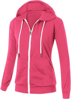 Fall Winter Hooded Jacket for Women Casual Long Sleeve Drawstring Coats with Pocket Trendy Zipper Thumb Hole Jacket
