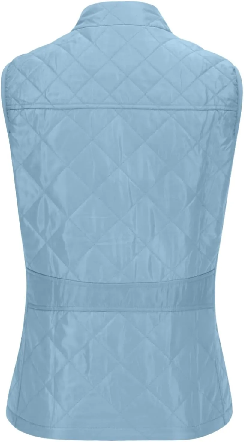 Fashion Puffer Vest Women Fall Winter Sleeveless Coats Down Cotton Waistcoat with Pockets Zip Up Quilted