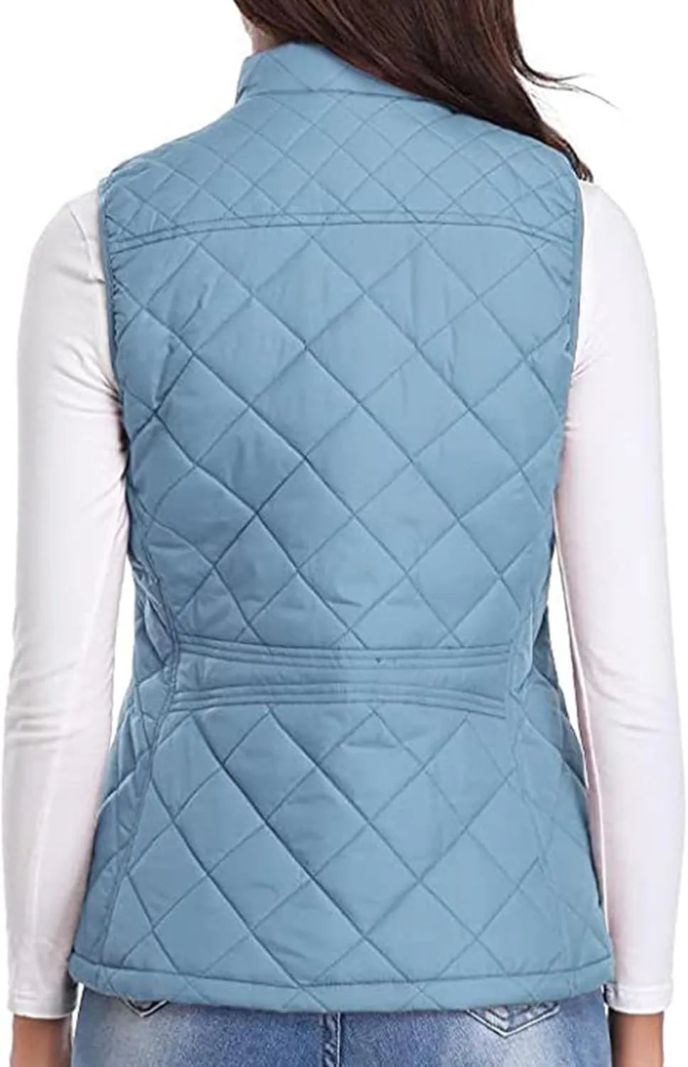 Fashion Puffer Vest Women Fall Winter Sleeveless Coats Down Cotton Waistcoat with Pockets Zip Up Quilted