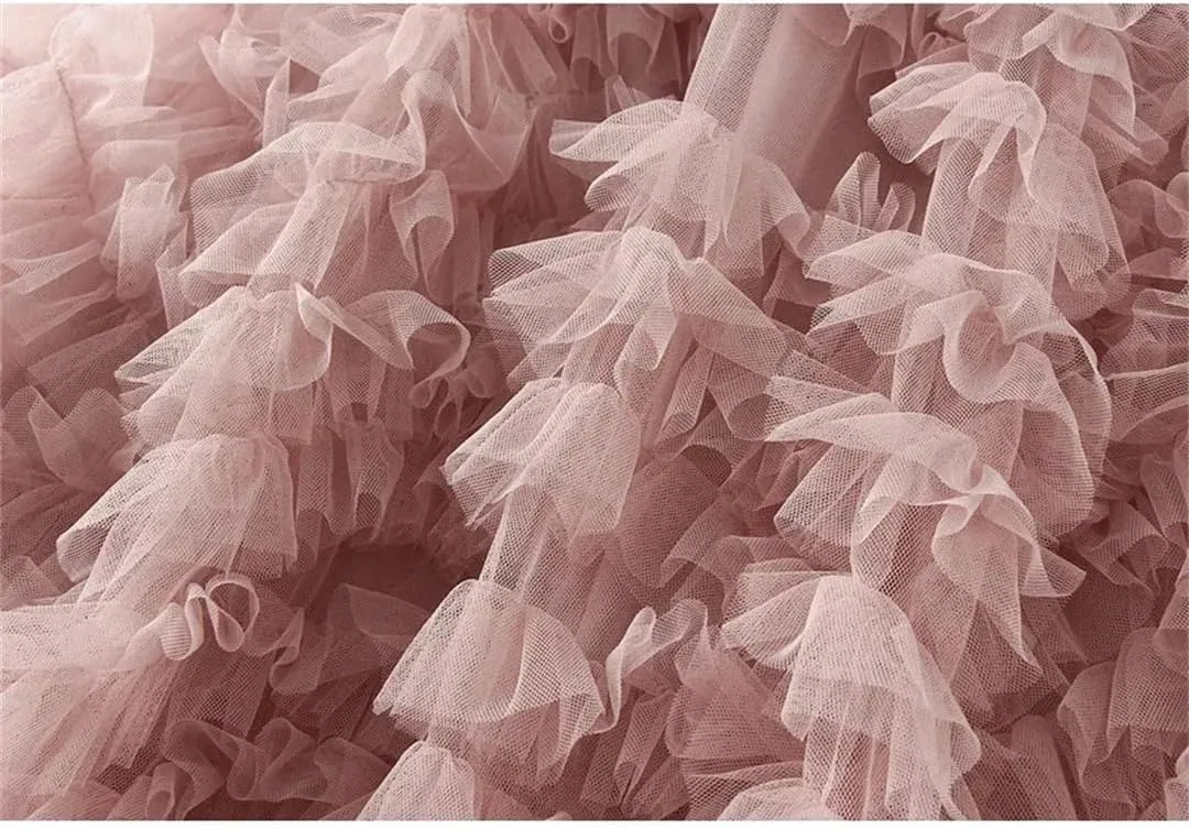 Fashionable Tiered Tulle Maxi Skirt for Women Elegant A Line High Waist Mesh Long Skirt Female