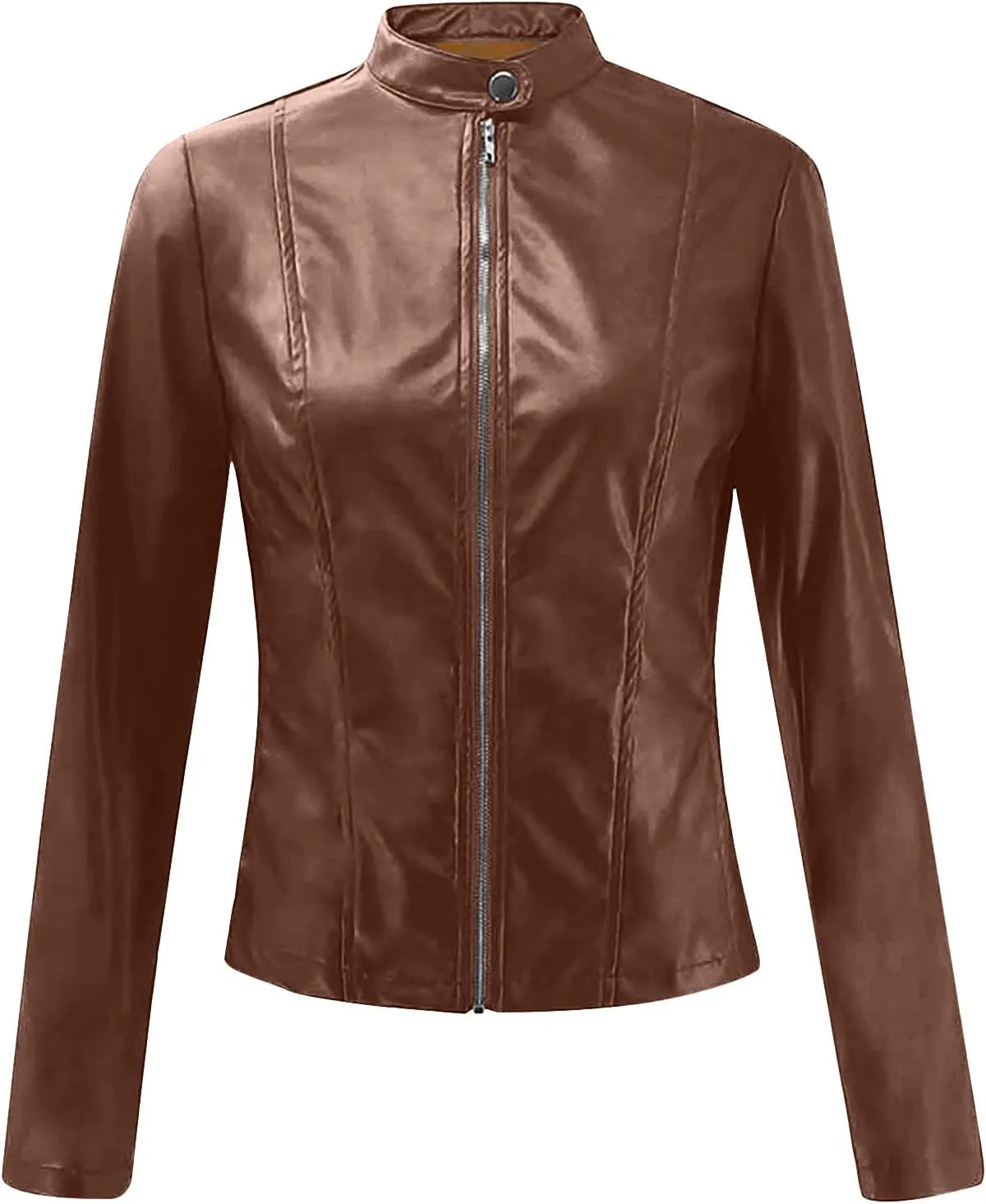 Faux Leather Jacket for Women 2025 Trendy Lightweight Coat Zipper Long Sleeve Outerwear Plus Size Casual Jacket
