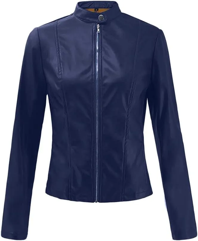 Faux Leather Jacket for Women 2025 Trendy Lightweight Coat Zipper Long Sleeve Outerwear Plus Size Casual Jacket