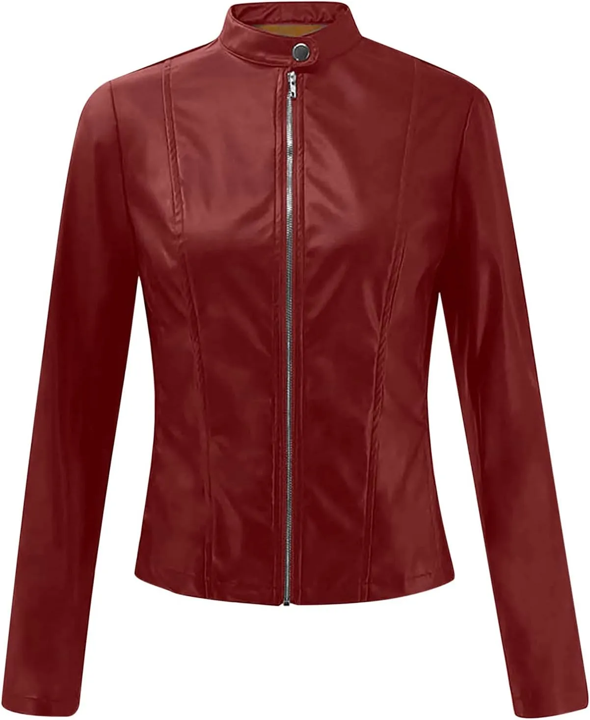 Faux Leather Jacket for Women 2025 Trendy Lightweight Coat Zipper Long Sleeve Outerwear Plus Size Casual Jacket