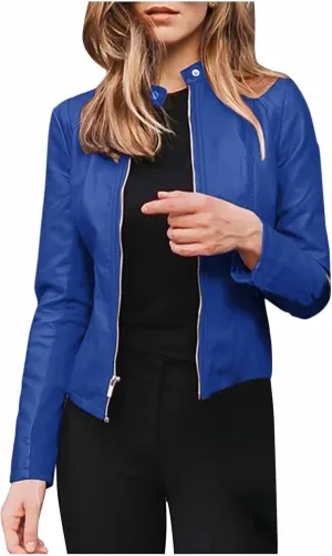 Faux Leather Jacket for Women 2025 Trendy Lightweight Coat Zipper Long Sleeve Outerwear Plus Size Casual Jacket
