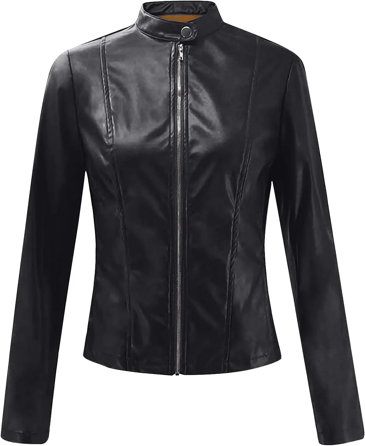 Faux Leather Jacket for Women 2025 Trendy Lightweight Coat Zipper Long Sleeve Outerwear Plus Size Casual Jacket