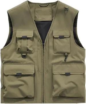 Fishing Vests for Men Lightweight Breathable Journalist Photographer Fishing Vest Outdoor Safari Travel Waistcoat Gilet