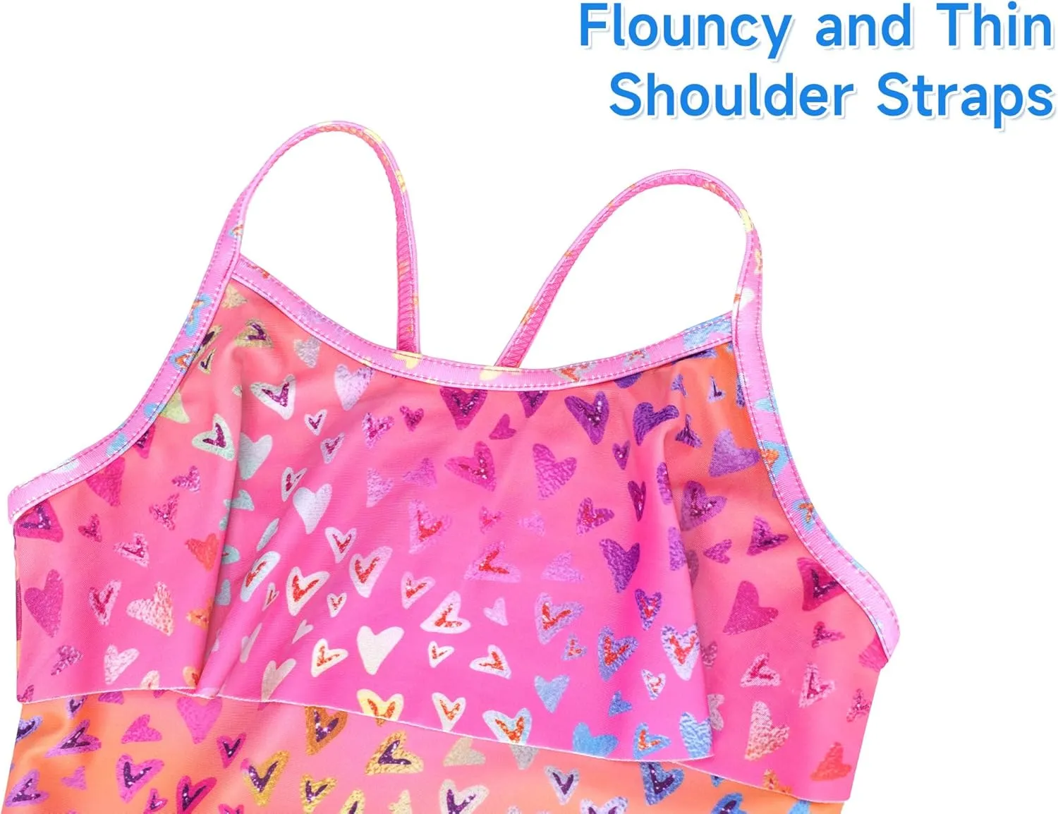 Girls Tankini Swimsuit 2-Piece Ruffle Bathing Suits UPF50  Kids Beach Sport Swimwear Sets
