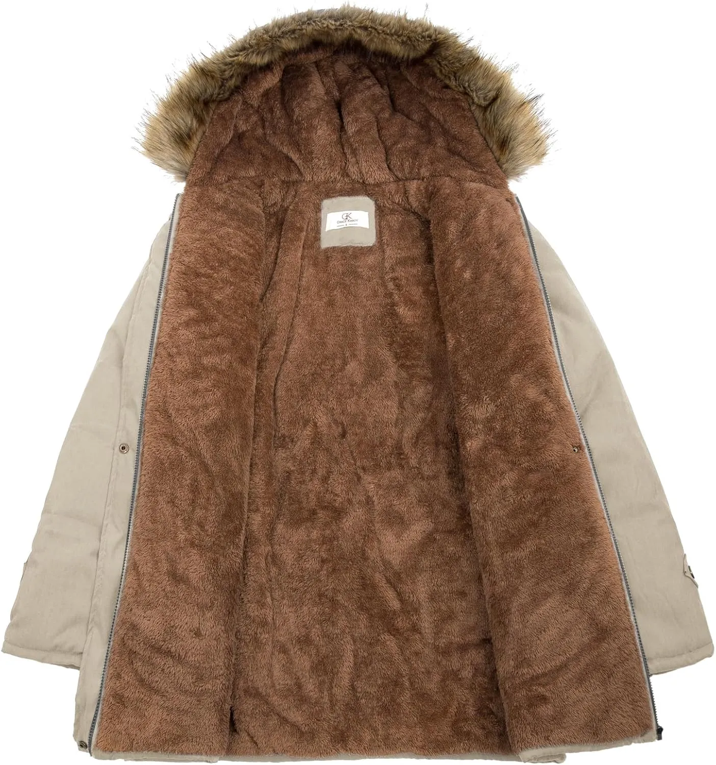 GRACE KARIN Women's Winter Coats Fleece Parkas Anoraks Hooded Military Jacket Coats