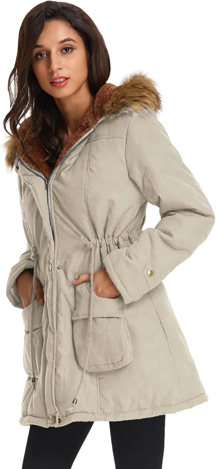 GRACE KARIN Women's Winter Coats Fleece Parkas Anoraks Hooded Military Jacket Coats