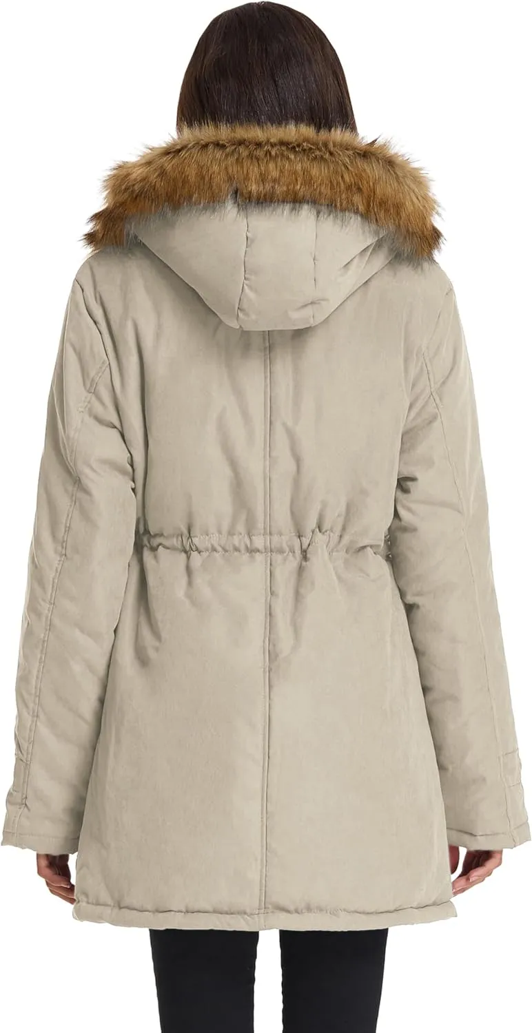 GRACE KARIN Women's Winter Coats Fleece Parkas Anoraks Hooded Military Jacket Coats