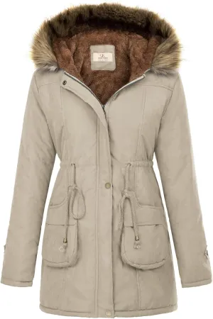 GRACE KARIN Women's Winter Coats Fleece Parkas Anoraks Hooded Military Jacket Coats