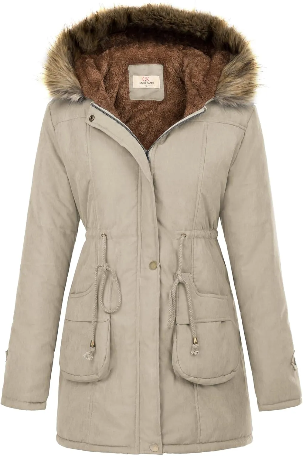 GRACE KARIN Women's Winter Coats Fleece Parkas Anoraks Hooded Military Jacket Coats