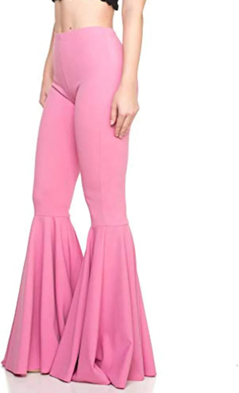 GUOLEZEEV Women High Waisted Flare Pants Solid Color Fashion Pleated Bell Bottoms(7 Colors)