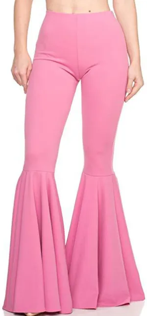 GUOLEZEEV Women High Waisted Flare Pants Solid Color Fashion Pleated Bell Bottoms(7 Colors)