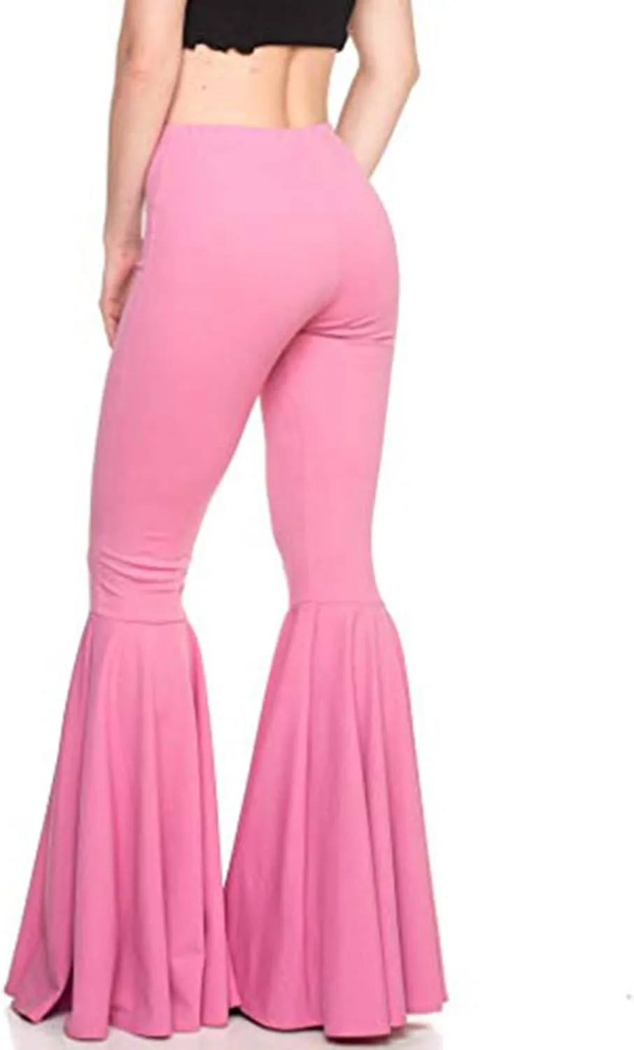 GUOLEZEEV Women High Waisted Flare Pants Solid Color Fashion Pleated Bell Bottoms(7 Colors)