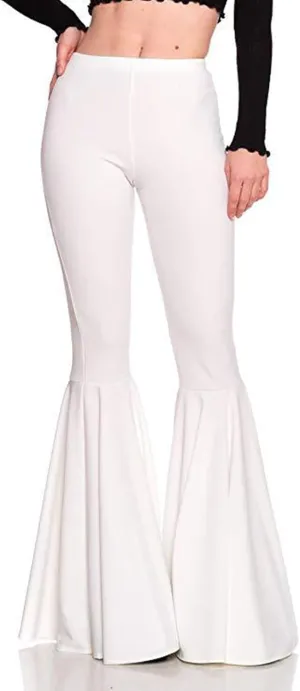 GUOLEZEEV Women High Waisted Flare Pants Solid Color Fashion Pleated Bell Bottoms(7 Colors)