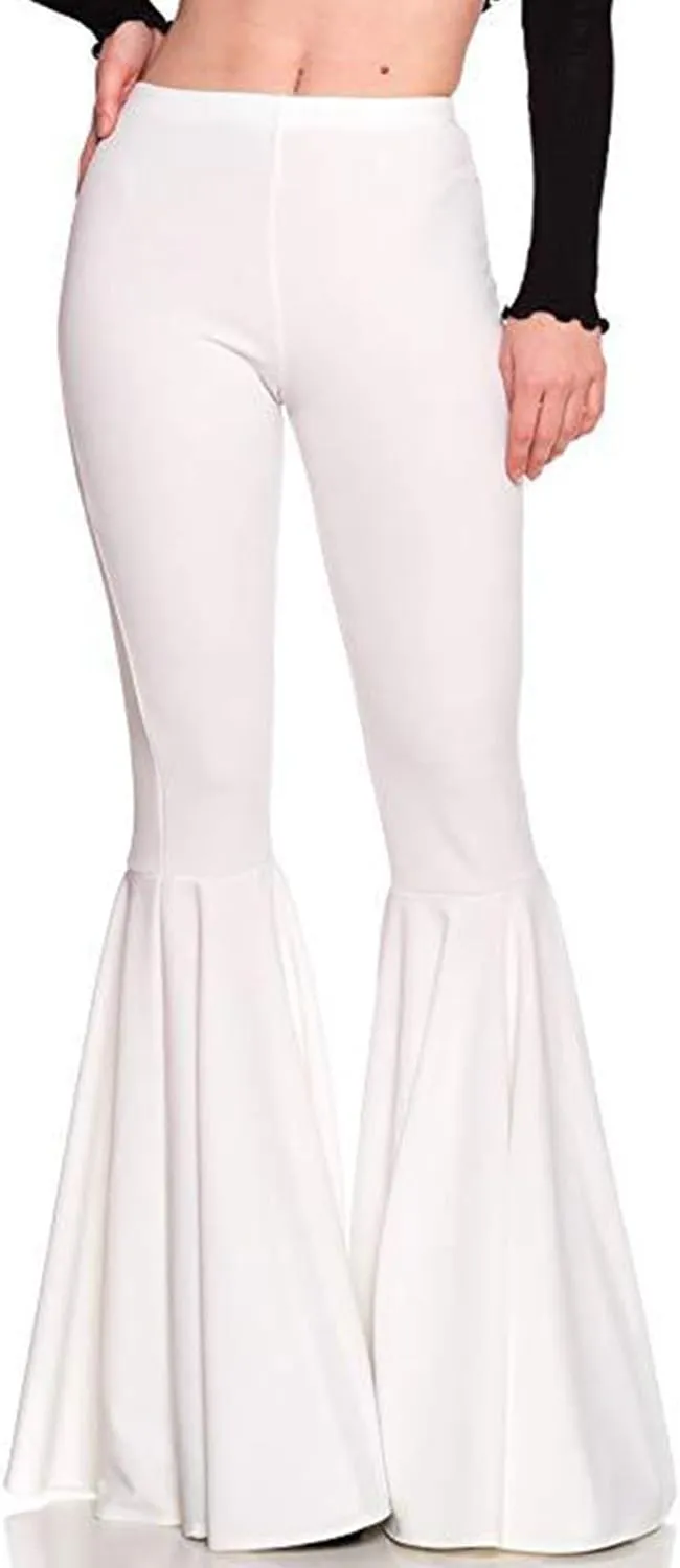 GUOLEZEEV Women High Waisted Flare Pants Solid Color Fashion Pleated Bell Bottoms(7 Colors)