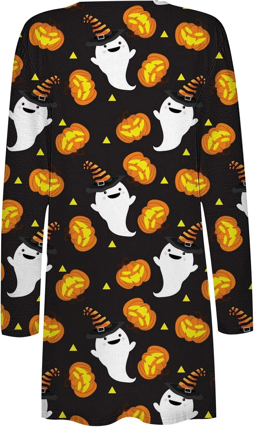 Halloween Cardigan for Women Cute Spooky Pattern Cardigans Pumpkin Print Knitting Cardigans Long Sleeve Open Front Sweaters