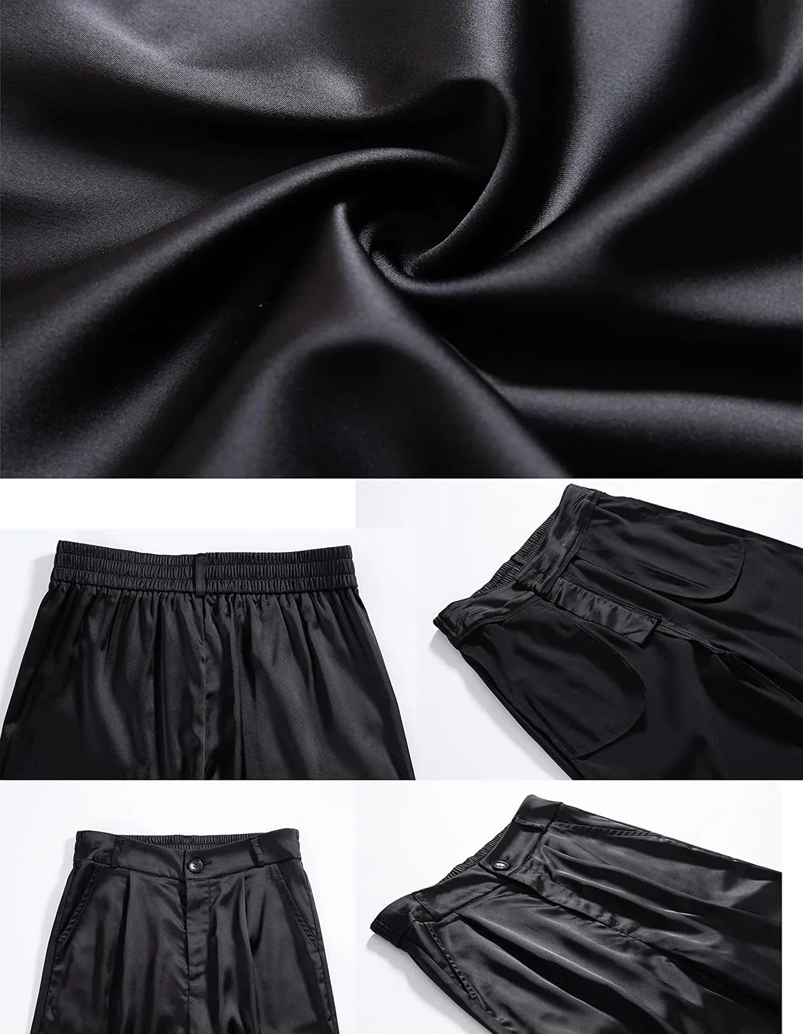 heipeiwa Women's Wide Leg Wedding Party Satin Casual Dress Nightout Pants Long Trouser