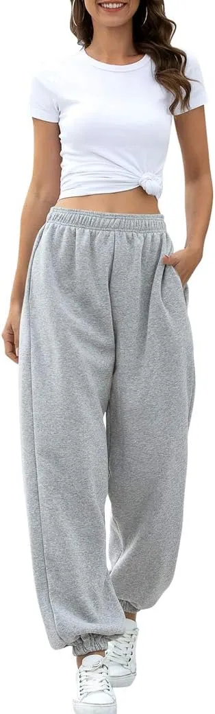 HeSaYep Women's High Waisted Sweatpants Workout Active Joggers Pants Baggy Lounge Bottoms