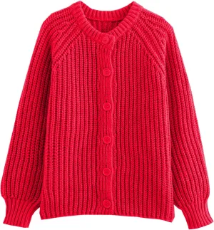 HOTIAN Women's Chunky Knit Cardigan Sweater 2025 Long Sleeve Button Down Cropped Cardigan Outwear Spring Autumn